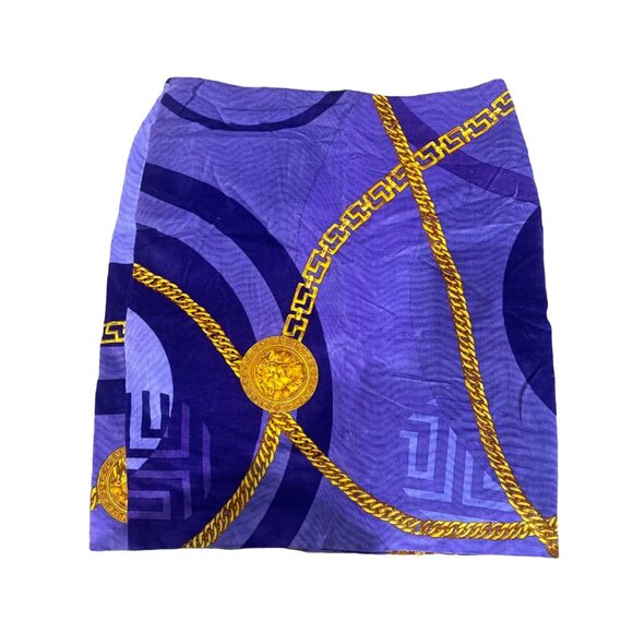 💜🐍 Versace Jeans Couture Vintage Baroque Mini Skirt - Picture 1 of 3